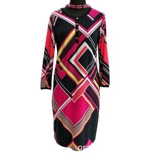 Cache Geometric Multi Color Block New Shirt Dress Removable Belt New $158 NWT